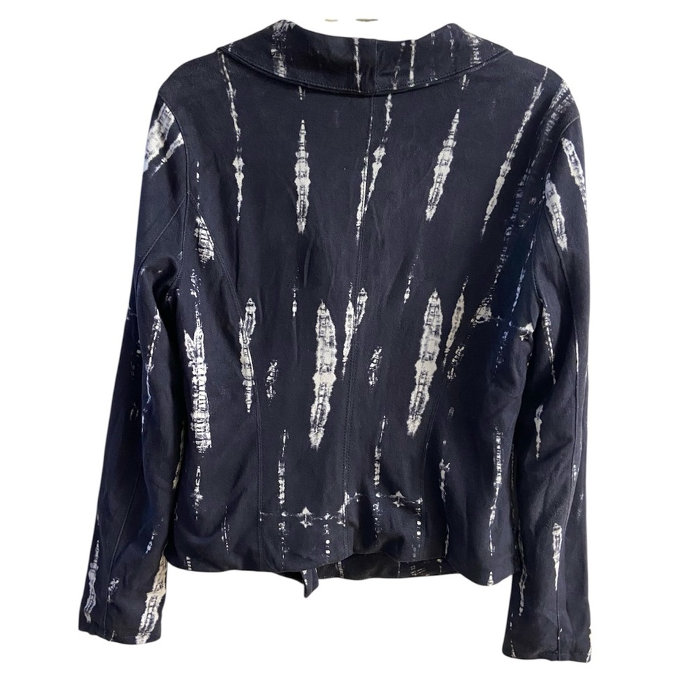 BlankNYC navy tie dye moto style jacket lightweight faux suede zip up Medium - Picture 3 of 9